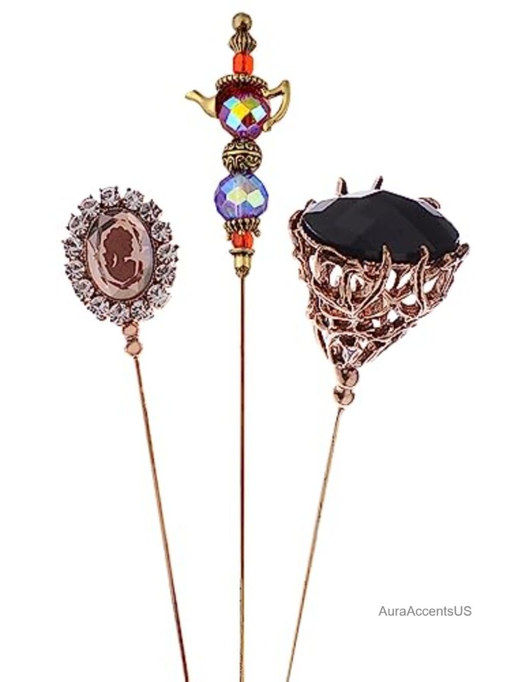 Vintage Hat Pin Set Bendable Brooches for Suit Tie Scarf Jewelry